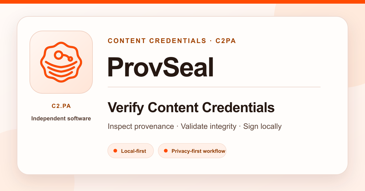 ProvSeal Content Credentials verification overview